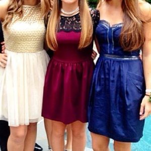 Maroon and black lace dress